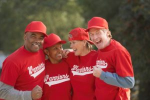 Group of middle-aged soft ball players